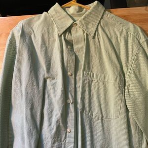 Green striped Izod Dress shirt M